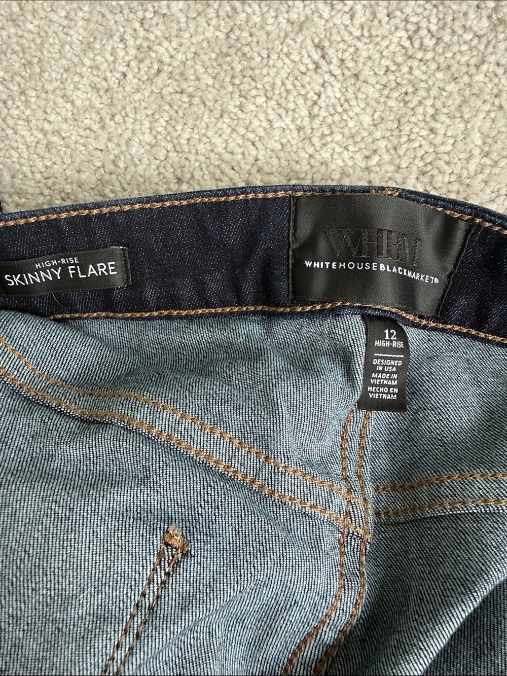 White House Black Market Rhinestone Skinny Flare Jeans – Size 12 NWOT - Picture 2 of 8